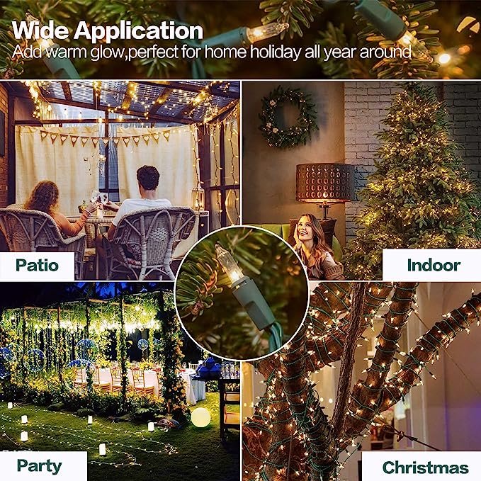 20FT 100 Count Incandescent Mini Christmas Lights Tree String fairy Waterproof Xmas for Outdoor Indoor Home Party Decoration