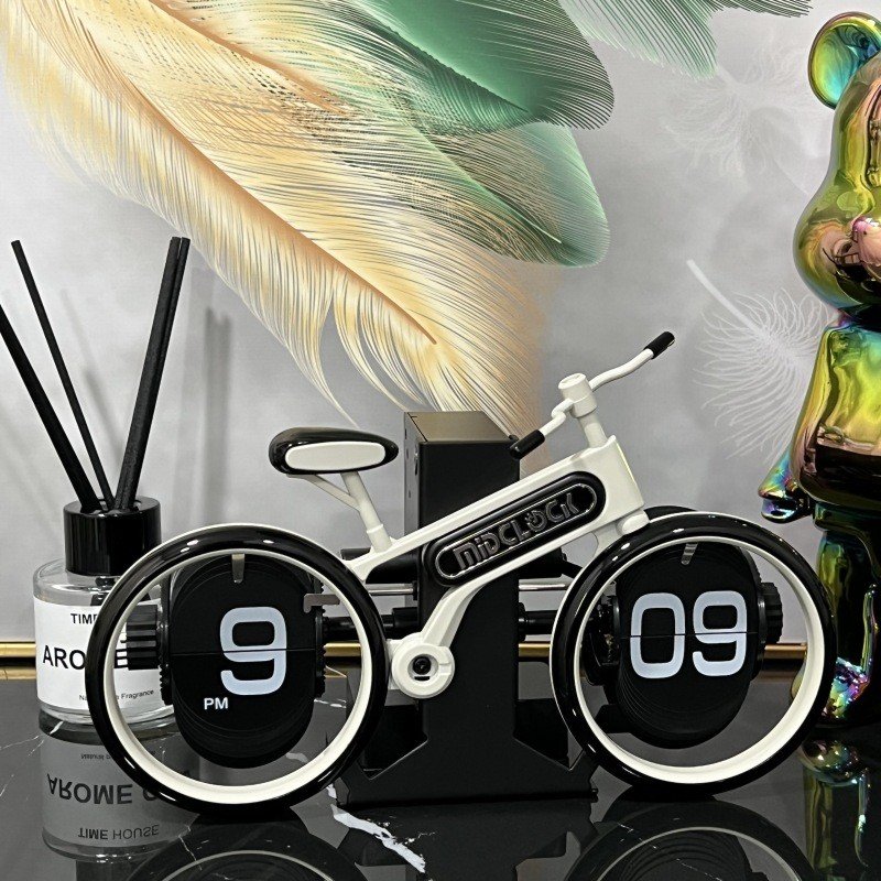 Creative Bicycle Flip Clock Home Desktop Personality Bicycle Shape Flip Clock Fashion Home and Office Decoration Gift Clock