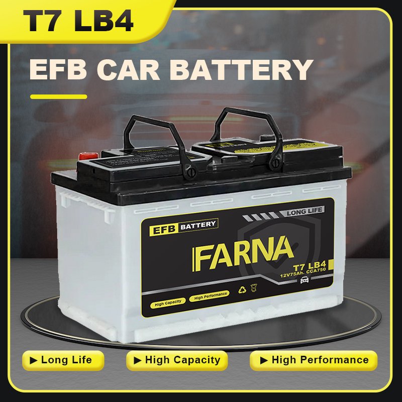12V 75AH EFB Car Battery Lead Acid Auto Batteries 6-QTPE-75 for European Standard Cars Free Maintenance