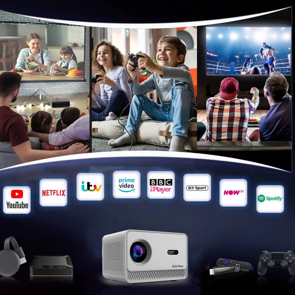 M10 Smart HD Portable Android Projector Auto-Focus 3D Features Home Use 200 Explosive LCD Lamp 720p Android 11 Home Battery