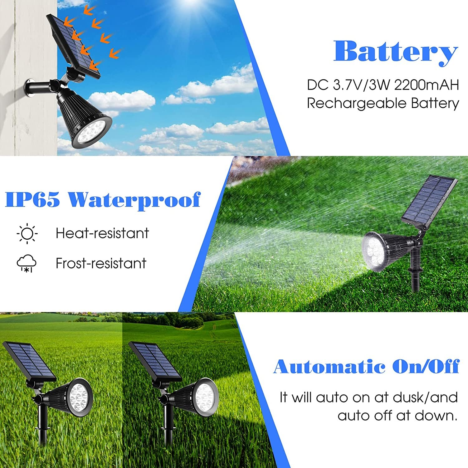Solar Spot Lights Outdoor 2-in-1 Colored Adjustable 7 LED Waterproof Security Light Solar Spotlights Lawn Step Walkway Garden