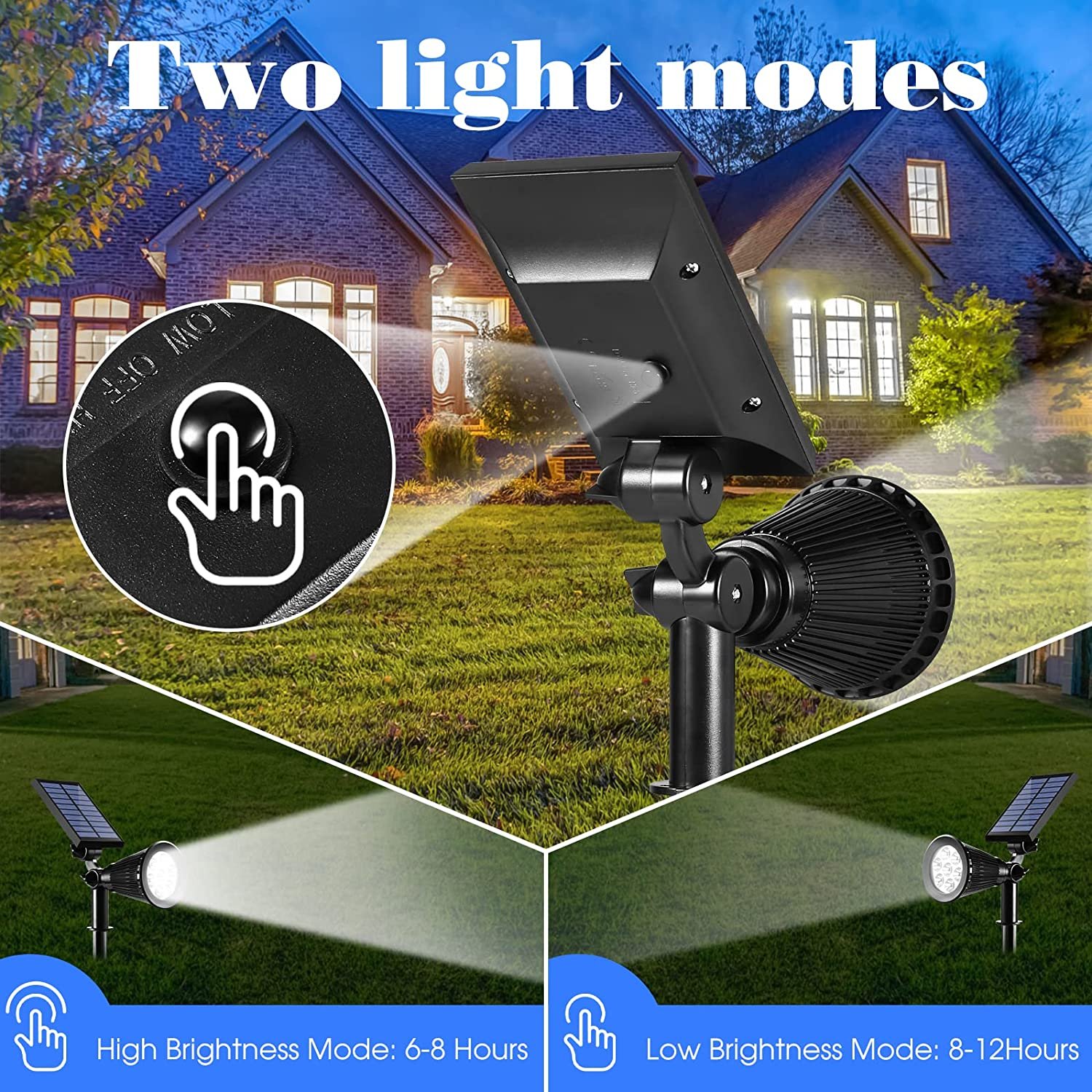 Solar Spot Lights Outdoor 2-in-1 Colored Adjustable 7 LED Waterproof Security Light Solar Spotlights Lawn Step Walkway Garden