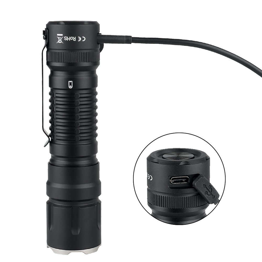 Sofirn SC33 XHP70.3 HI LED Flashlight Tactical 5200lm Powerful 21700 USB C Rechargeable Torch with Tail E-switch Outdoor Light