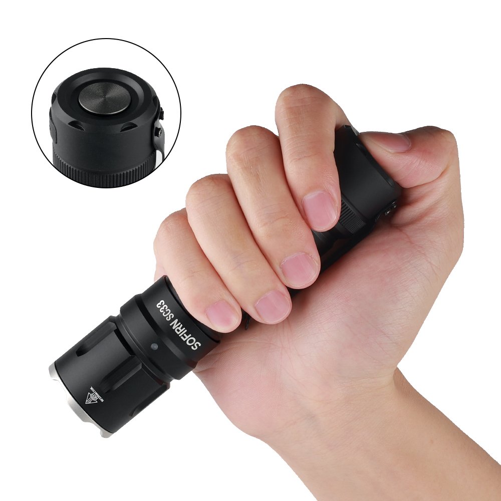 Sofirn SC33 XHP70.3 HI LED Flashlight Tactical 5200lm Powerful 21700 USB C Rechargeable Torch with Tail E-switch Outdoor Light
