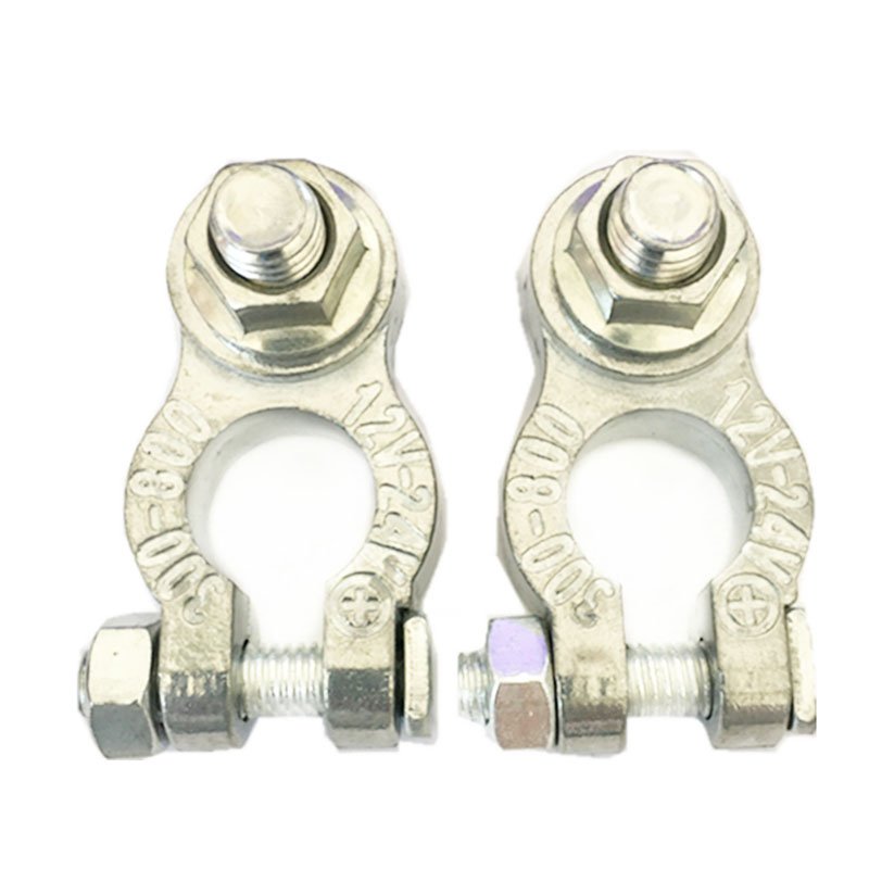 Car Battery Terminals Clamps Pair Screw Connection Positive Negative Brass Coated