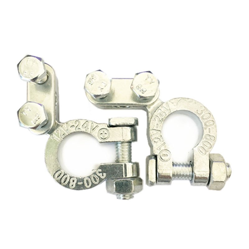Car Battery Terminals Clamps Pair Screw Connection Positive Negative Brass Coated