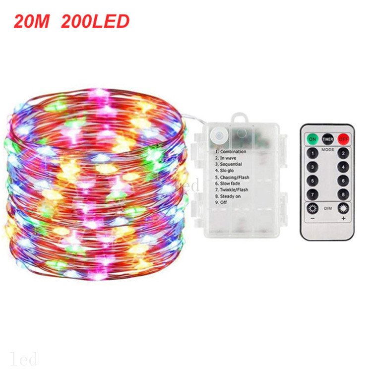 LED Christmas Lights Waterproof Remote Control Fairy Lights Battery Operated Decoration 8 Mode Timer Copper Wire Light