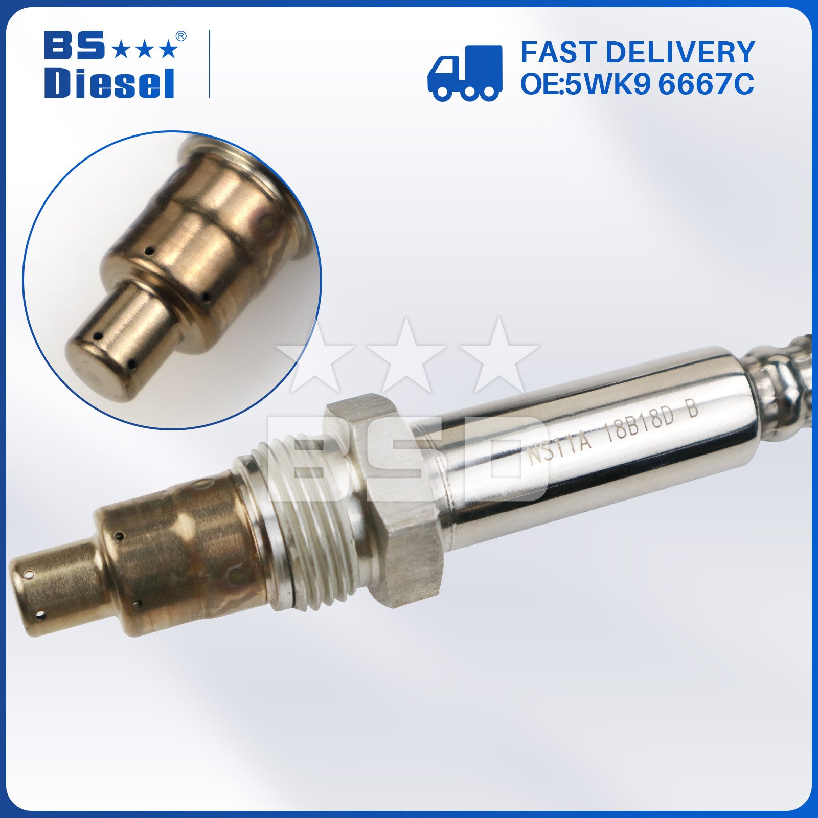 24V Nitrogen Oxide Sensor 89463-E0013 5WK9 6667C Auto Sensors Nox Sensor 5WK96667C for Hino Truck
