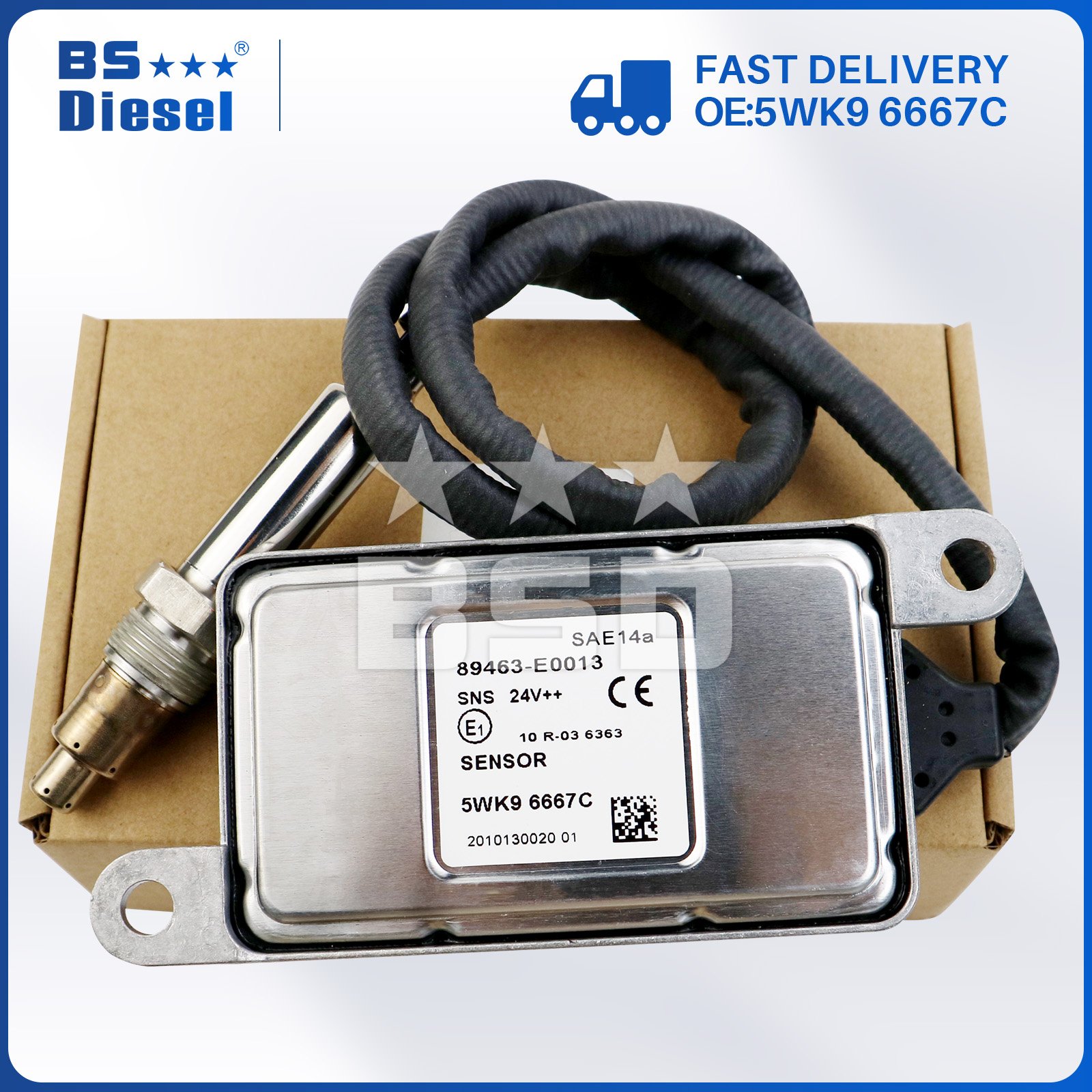 24V Nitrogen Oxide Sensor 89463-E0013 5WK9 6667C Auto Sensors Nox Sensor 5WK96667C for Hino Truck