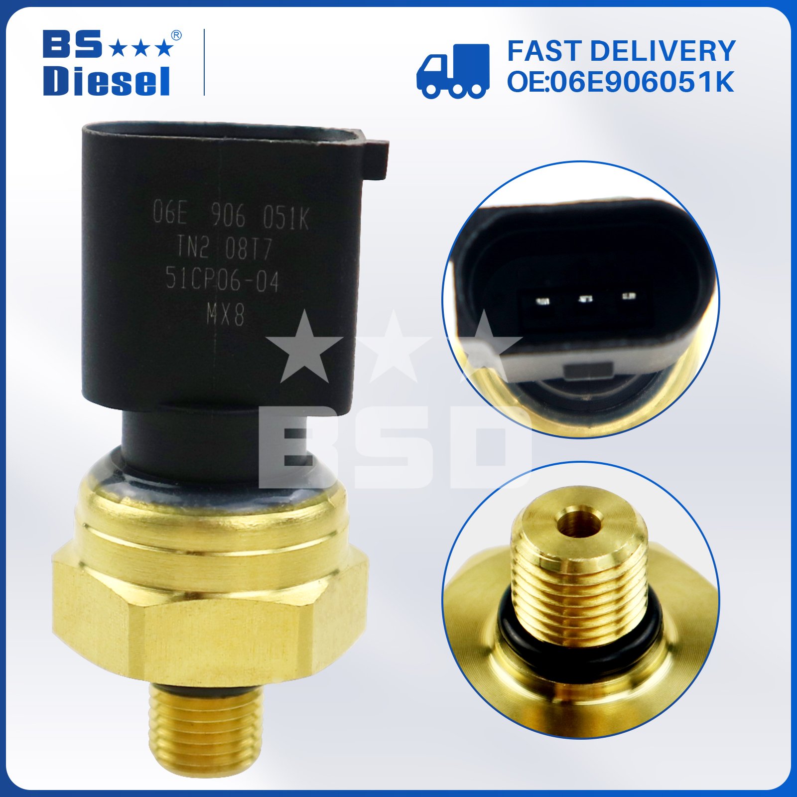 Auto Engine Parts Car Sensors 06E906051E Fuel Pressure Sensor 06E906051K for AUDI A3 A4 A6 VW Touareg Passat