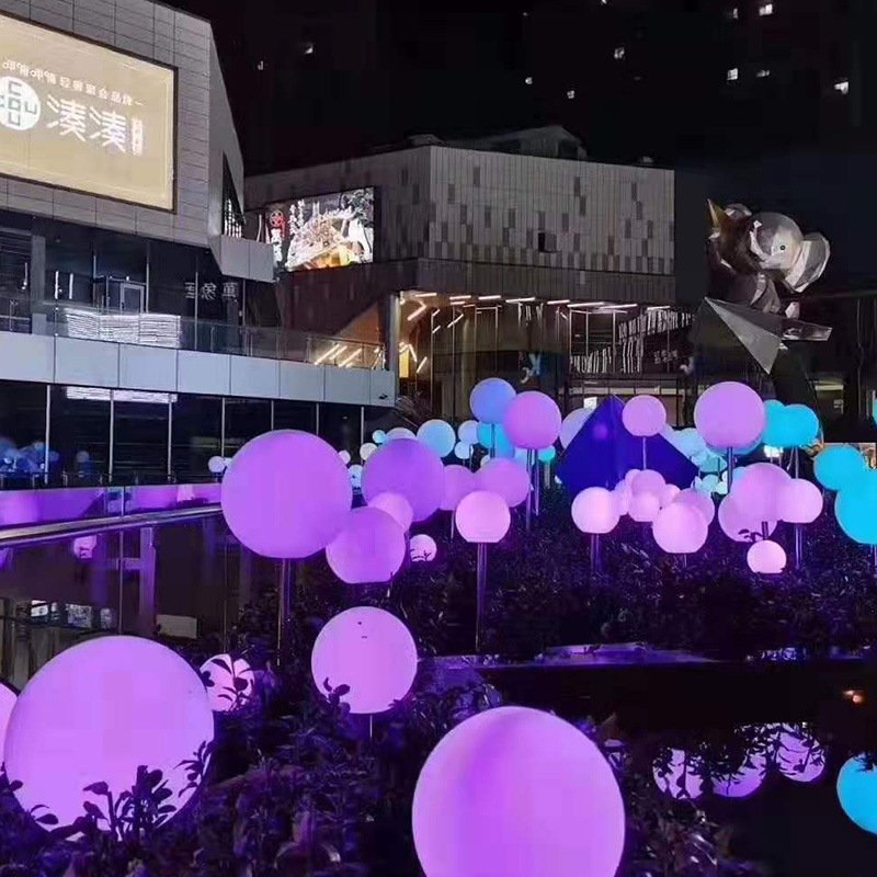 Interactive Breath Led Round Ball with Pole Light for Outdoor Wedding or Shopping Mall Decoration Ground Landsca