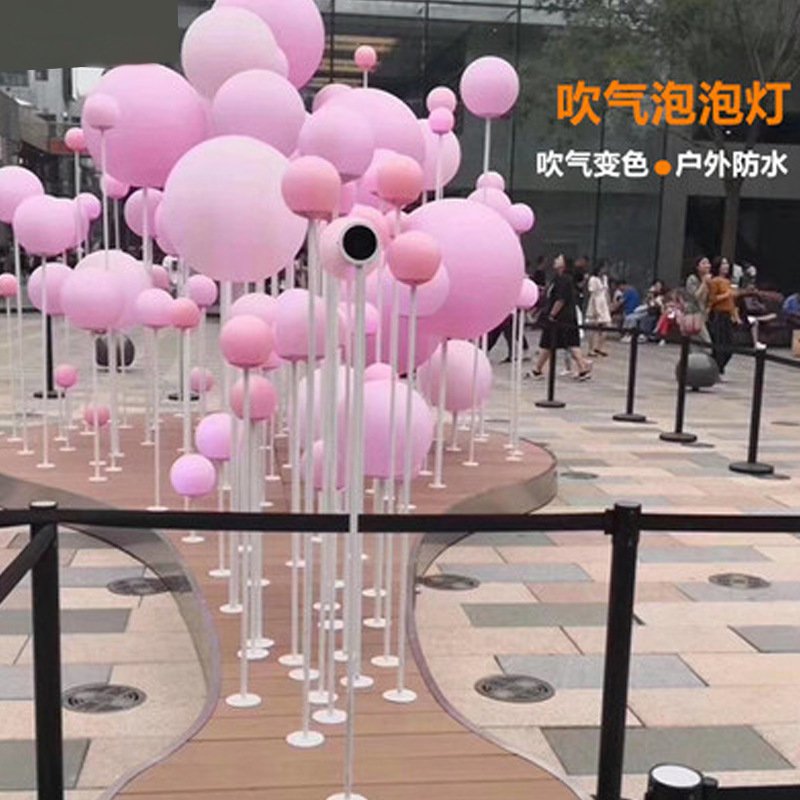 Interactive Breath Led Round Ball with Pole Light for Outdoor Wedding or Shopping Mall Decoration Ground Landsca