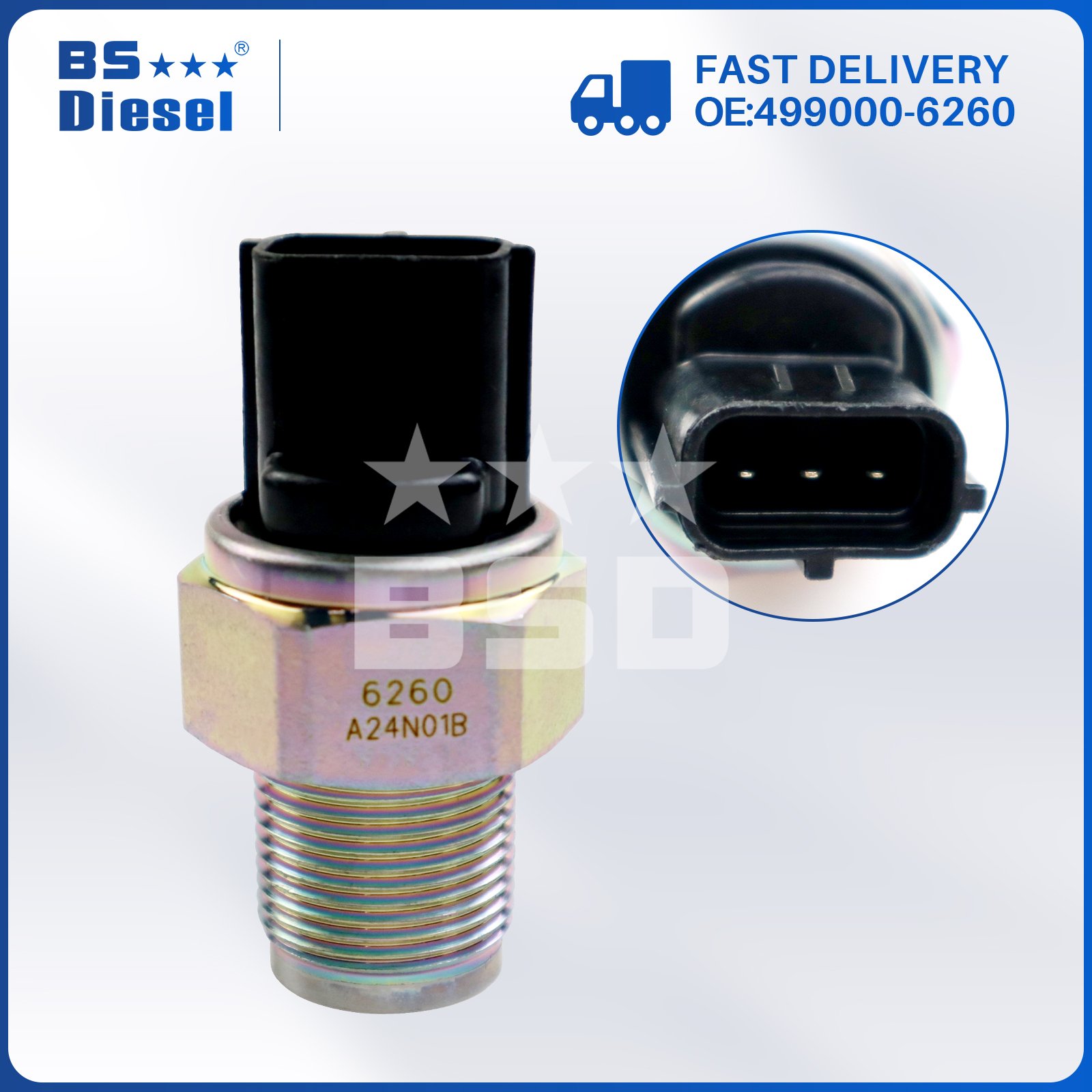 Automotive Spare Parts Fuel Rail Pressure Sensor 4990006260 499000-6260 for TOYOTA ISUZU 4HK1 6HK1 6UZ1 6WG1 J05E J08E Engines