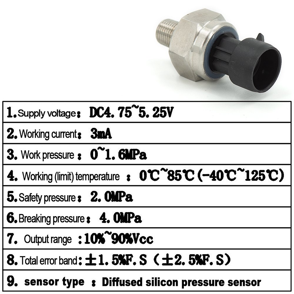 High Quality Car Universal Fuel Common Rail Thread Stainless Steel Pressure Sensor for Oil Fuel Diesel Air Water