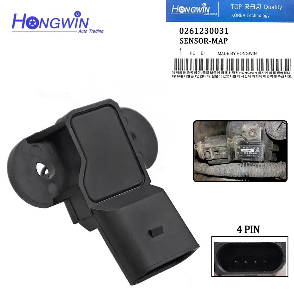 0261230031 06B906051 Manifold Pressure MAP Sensor for VW Polo 05-09 Golf 03- Seat Jetta Audi A3 Skoda 99-05 1.0 1.2 1.4 1.6 2.0