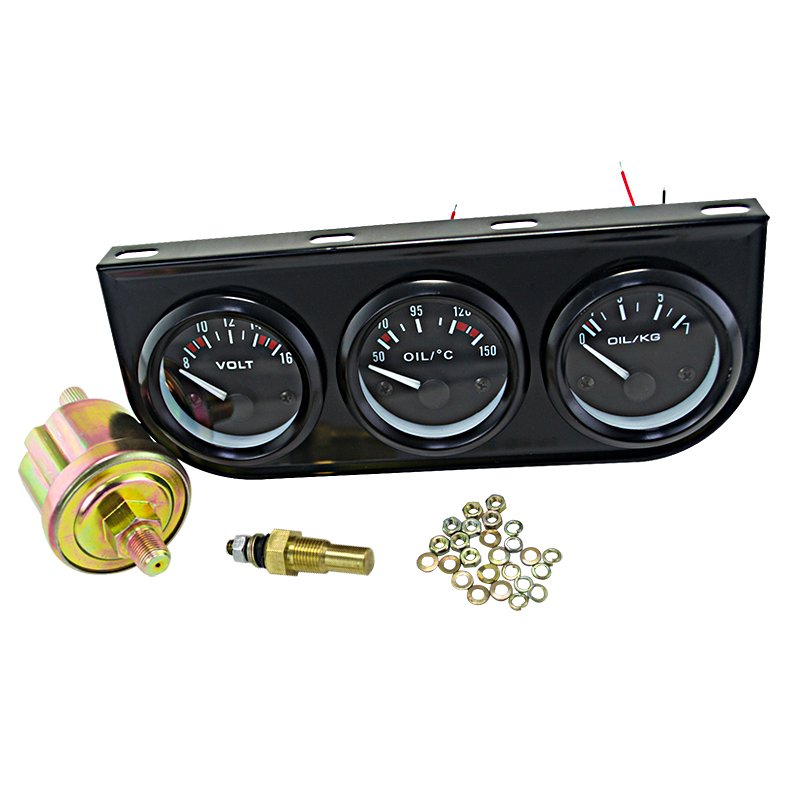 PQY RACING-52mm Electrial Triple Kit ( Voltmeter+oil Temp Gauge +Oil Pressure Gauge) Sensor Temperature Car Auto Gauge PQY-TAG