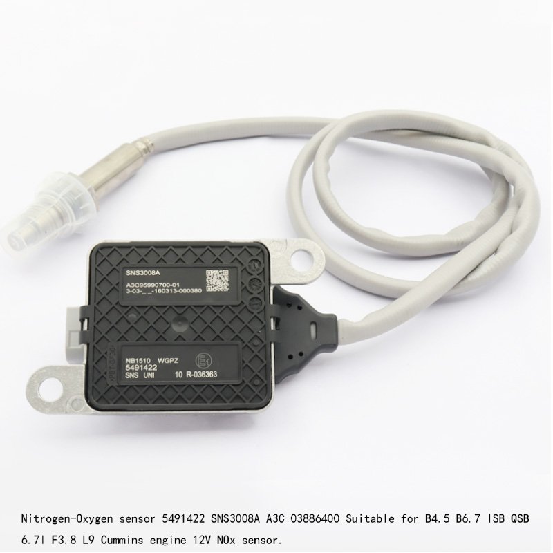 Nitrogen-Oxygen Sensor 5491422 SNS3008A A3C 03886400 Suitable for B4.5 B6.7 ISB QSB 6.7l F3.8 L9 Cummins Engine 12V NOx Sensor.