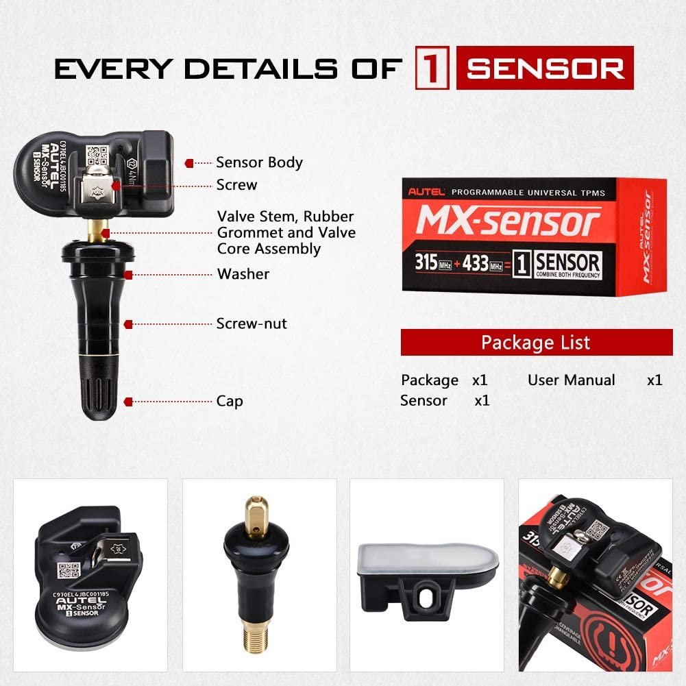 Autel Mx Sensor Replacement Tire Pressure Tpms Sensor433Mhz 315Mhz Tpms Sensor Car Tire Pressure Monitors Sensor
