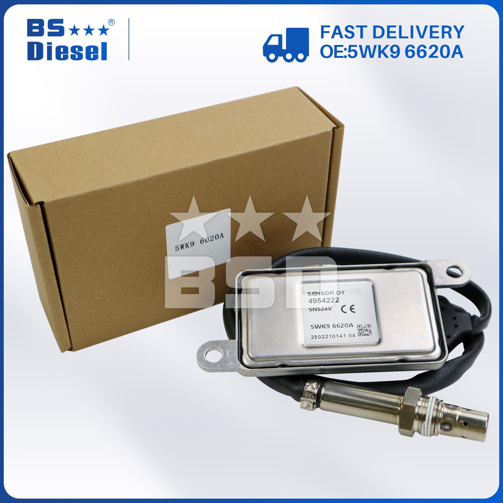 Car Exhaust System Auto Sensors 5WK9 6620A 4954222 12V NOX Sensor 5WK96620A Nitrogen Oxygen Sensor for Cummins Engine Parts