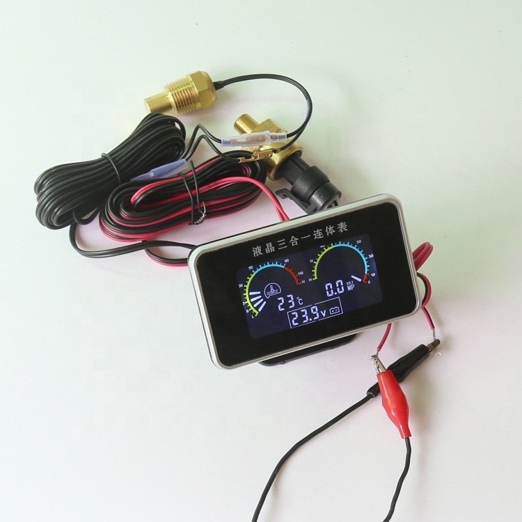 Universal Instrument 9-36V 3-in-1 Car LCD Meter Digital Oil Pressure Sensor Voltage Water Temperature Gauge for Car Truck SUV RV