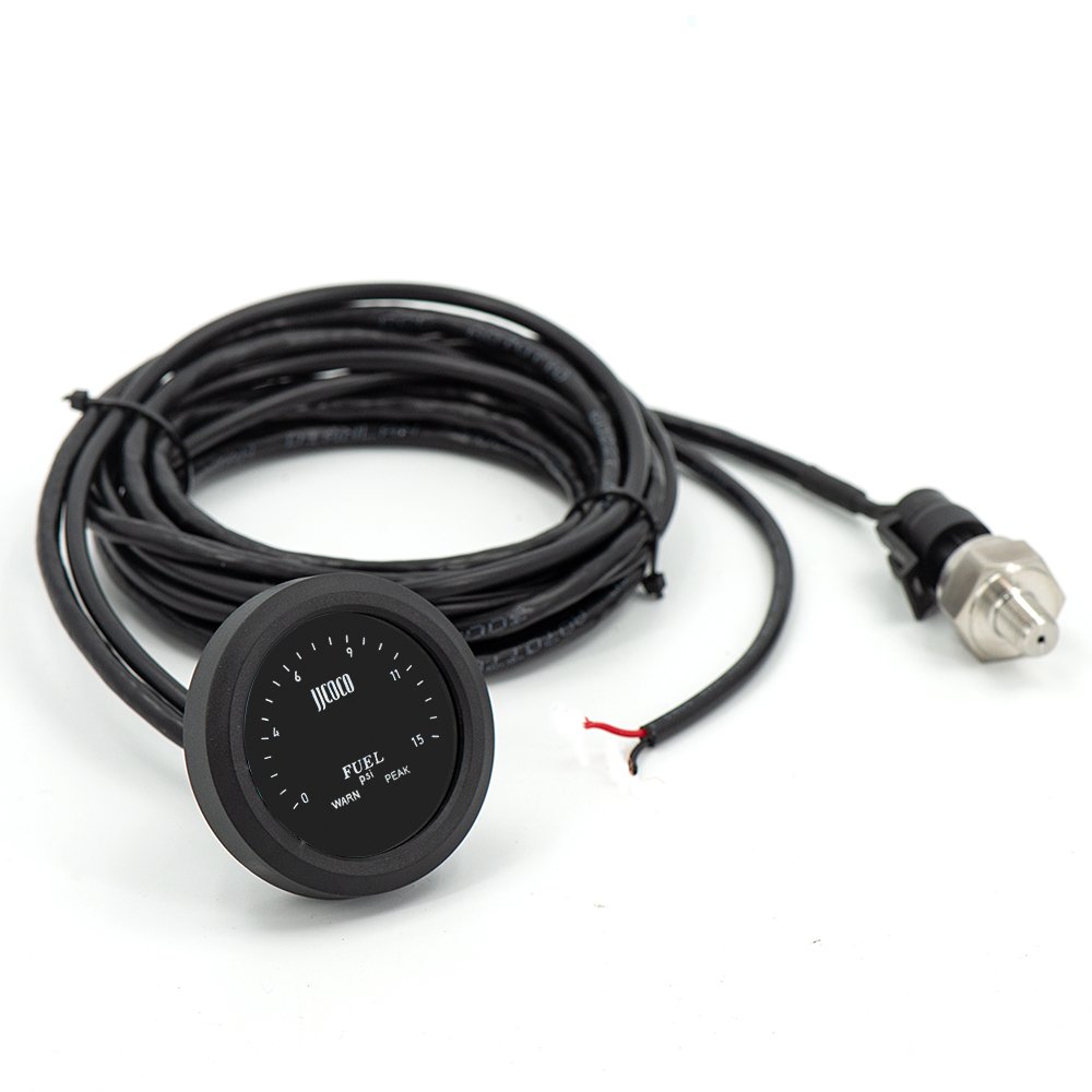 Universal DC 12/24V 52mm 0-15 PSI Ultra-Thin Electronic Fuel Pressure Gauge With 1/8 Npt Sensor Fuel Pressure Red Display