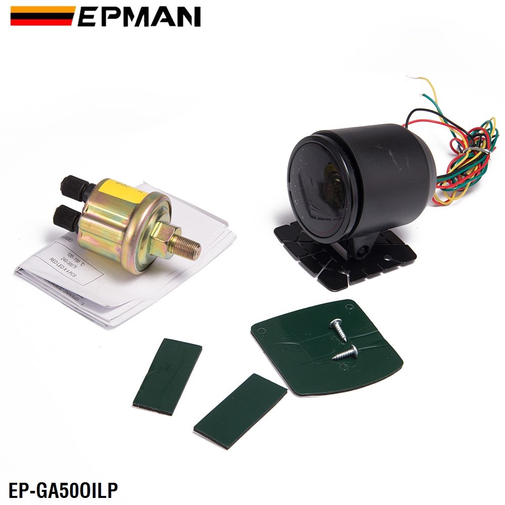 EPMAN Car Motor Auto 2" 52mm Digital Smoked 20 LED Psi/Bar Oil Press Pressure Meter Gauge With Sensor EP-GA50OILP