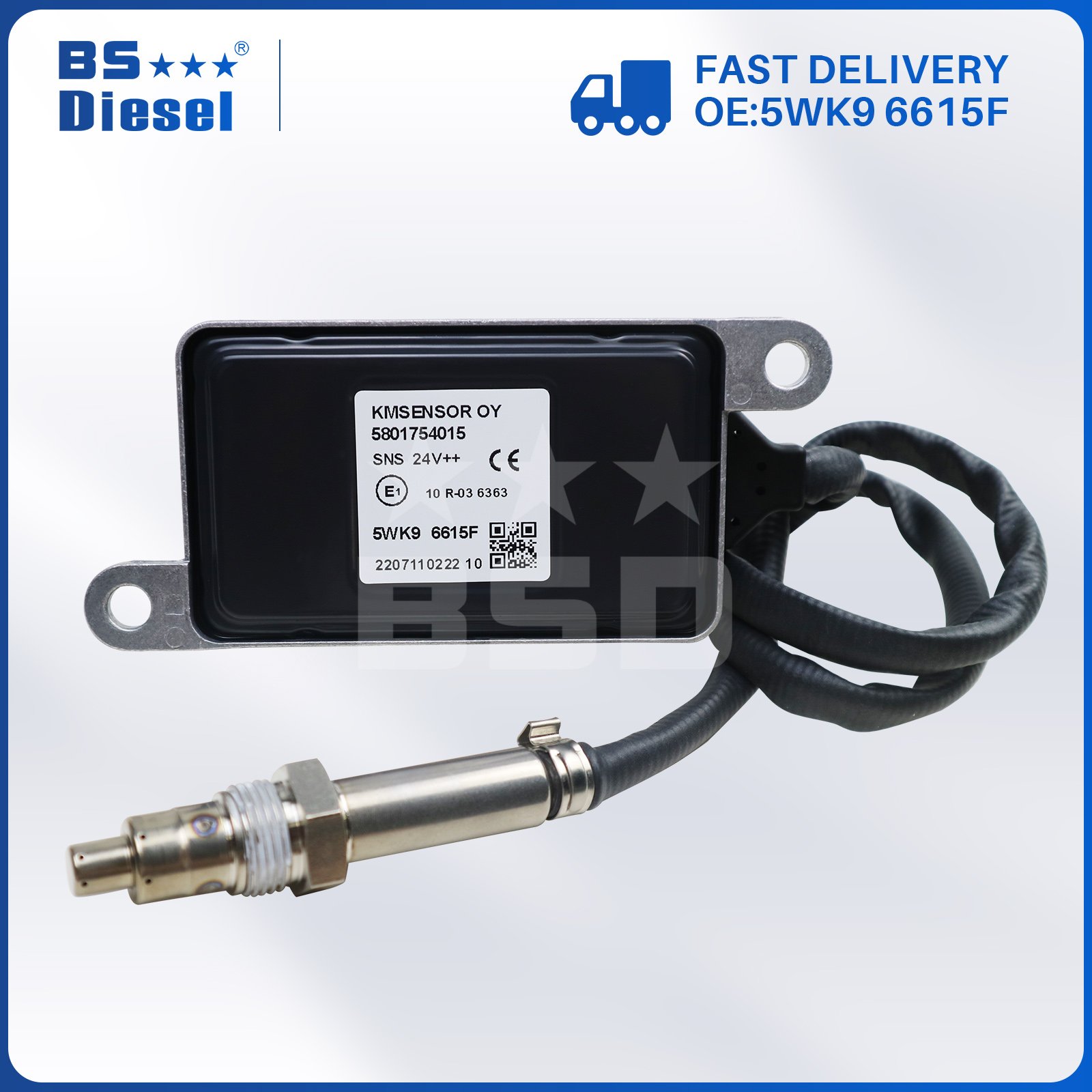 Auto Sensors 24V NOX Sensor 5WK9 6615F Nitrogen Oxygen Sensor 5801754015 5WK96615F for Iveco EuroCargo Tector Stralis Trakker
