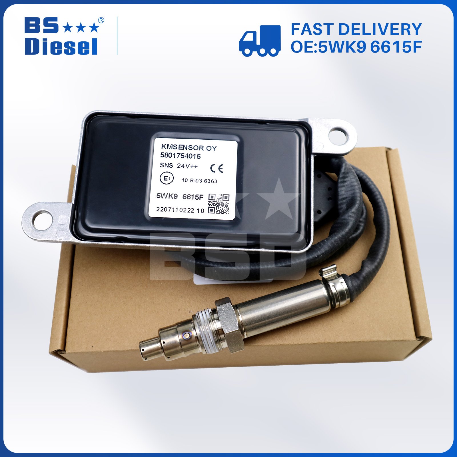 Auto Sensors 24V NOX Sensor 5WK9 6615F Nitrogen Oxygen Sensor 5801754015 5WK96615F for Iveco EuroCargo Tector Stralis Trakker