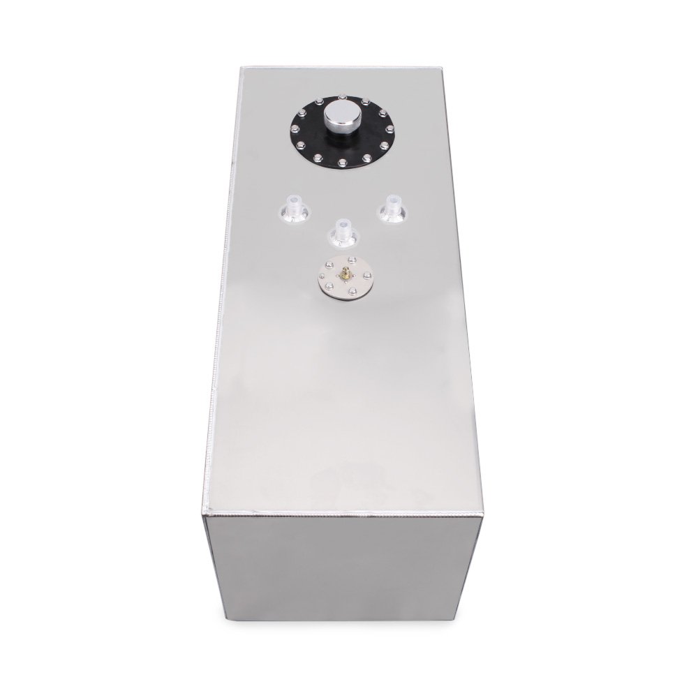 Aluminum 69L Fuel Surge Tank Mirror Polish Fuel Cell With Cap With Sensor Fuel Cell Can Foam Inside