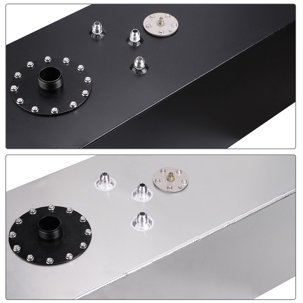 Aluminum 69L Fuel Surge Tank Mirror Polish Fuel Cell With Cap With Sensor Fuel Cell Can Foam Inside
