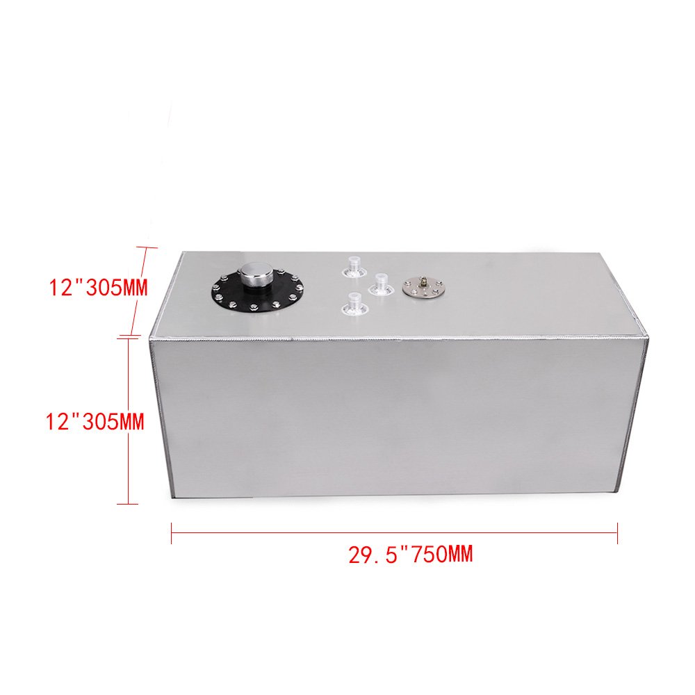 Aluminum 69L Fuel Surge Tank Mirror Polish Fuel Cell With Cap With Sensor Fuel Cell Can Foam Inside