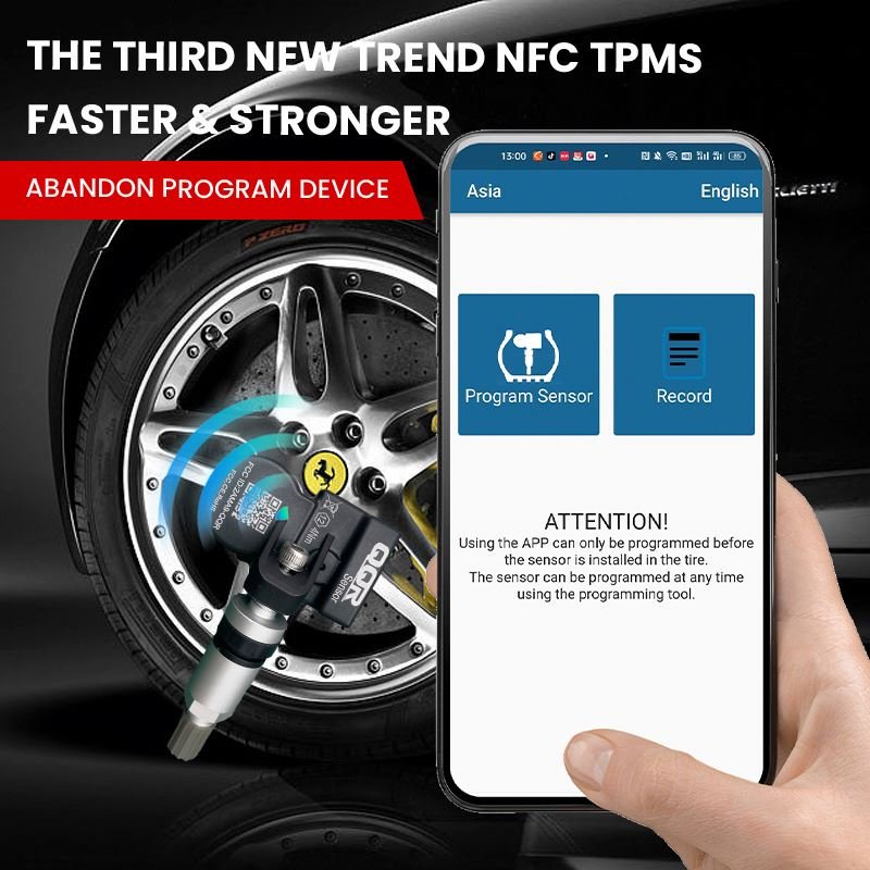 NFC Universal Tpms Sensor For Tool Car 433mhz+315mhz Programming by phone Tire Pressure Monitoring System Sensor