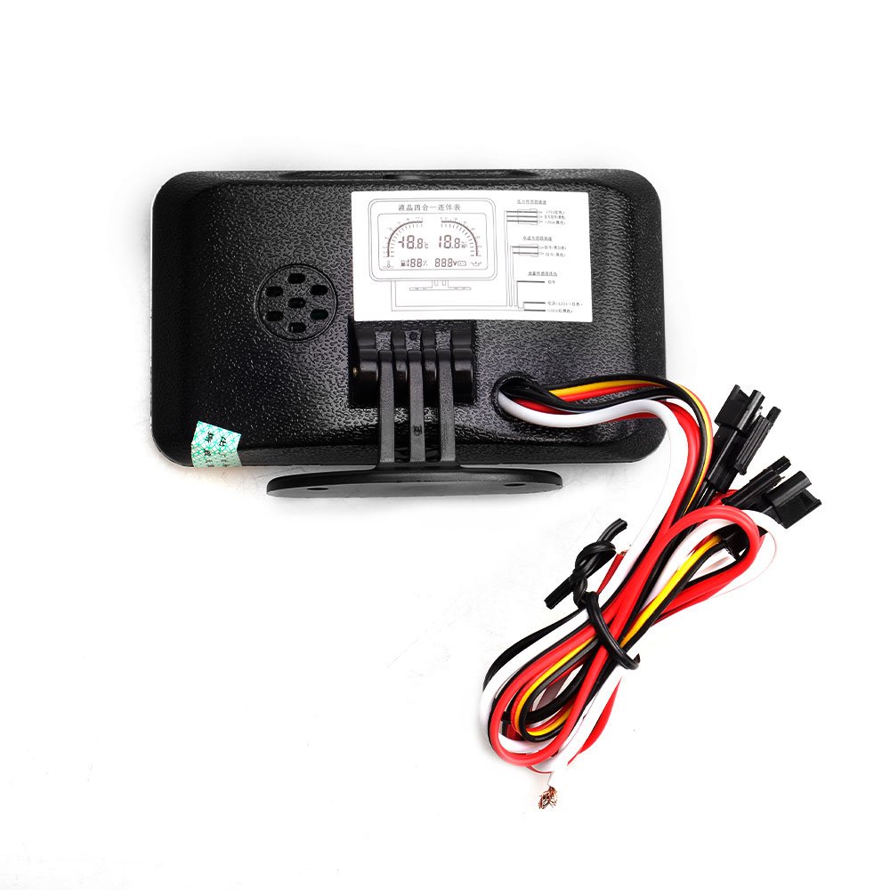 12v/24v 4 in 1 LCD Oil Pressure Voltmeter Volt Water Temperature Oil Fuel Gauge With 10mm Temp Sensor for Car Truck