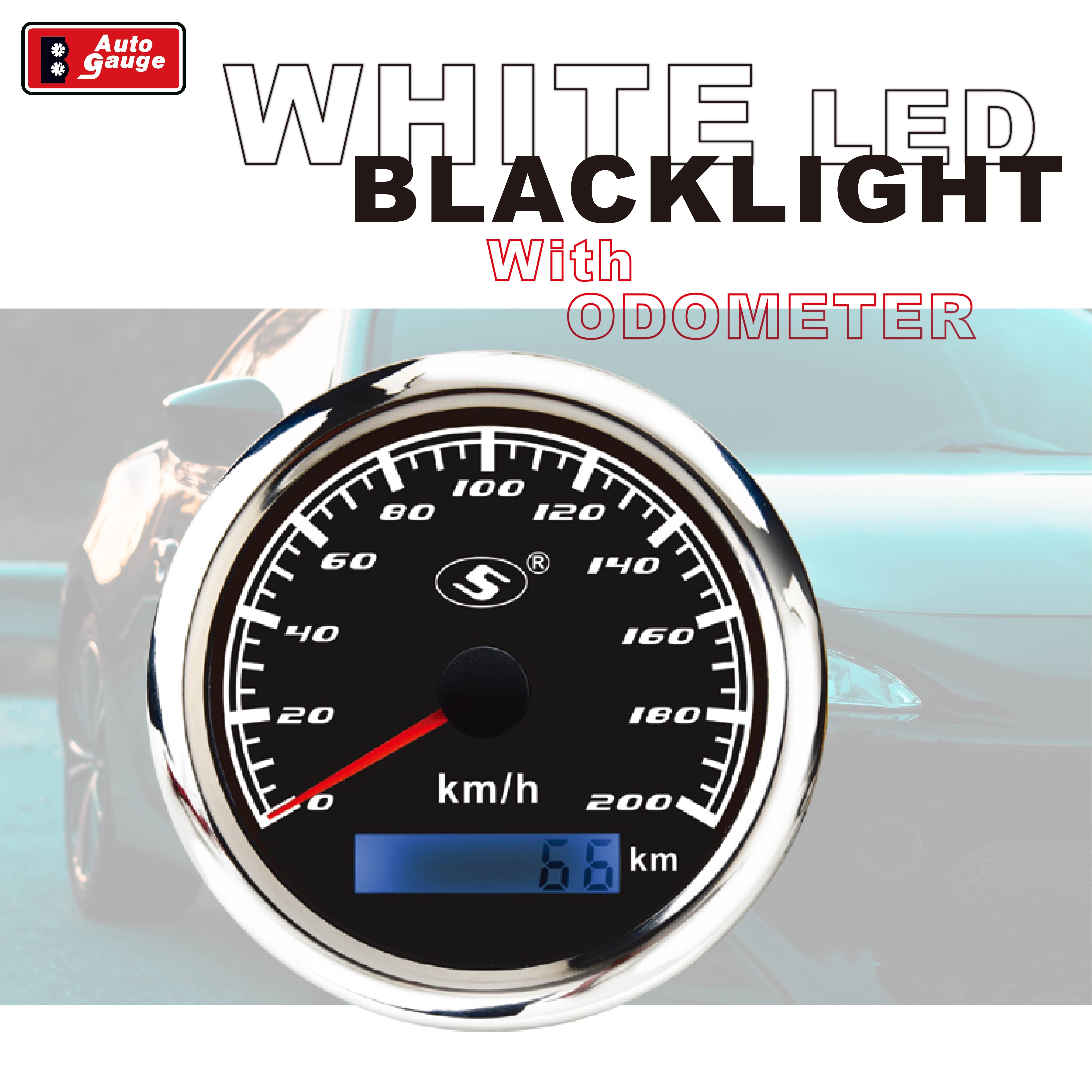 85mm 3 3/8 Inch With GPS Sensor Electrical Auto Gauge Needle Black Speedometer 200 KMH ODOMETER for Truck Bus Car