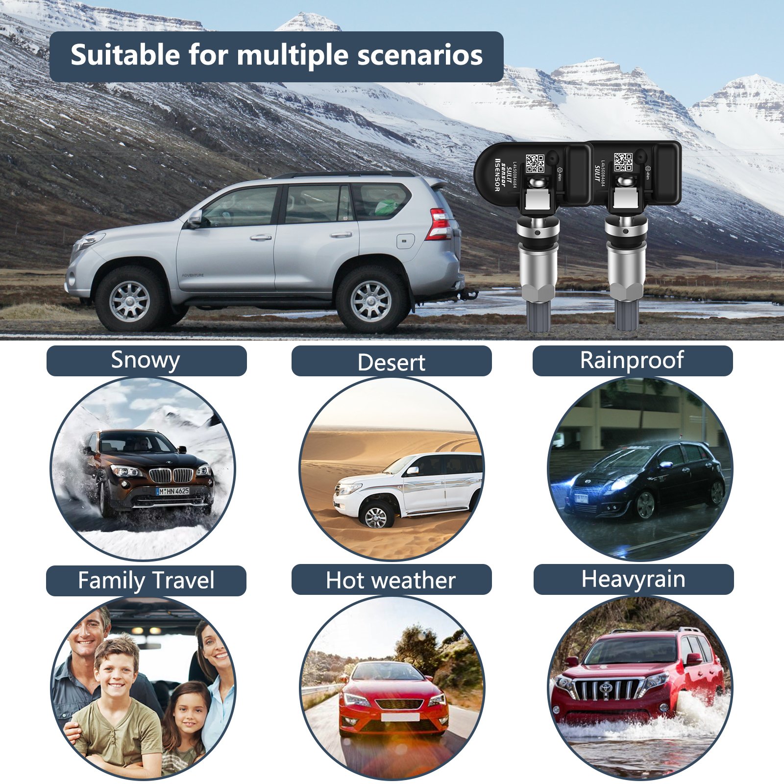 CGSULIT TS01 Sensor Car Support Replace Metal/Rubber Valves More Compatible Tools Auto TPMS OBD Pressure Sensors
