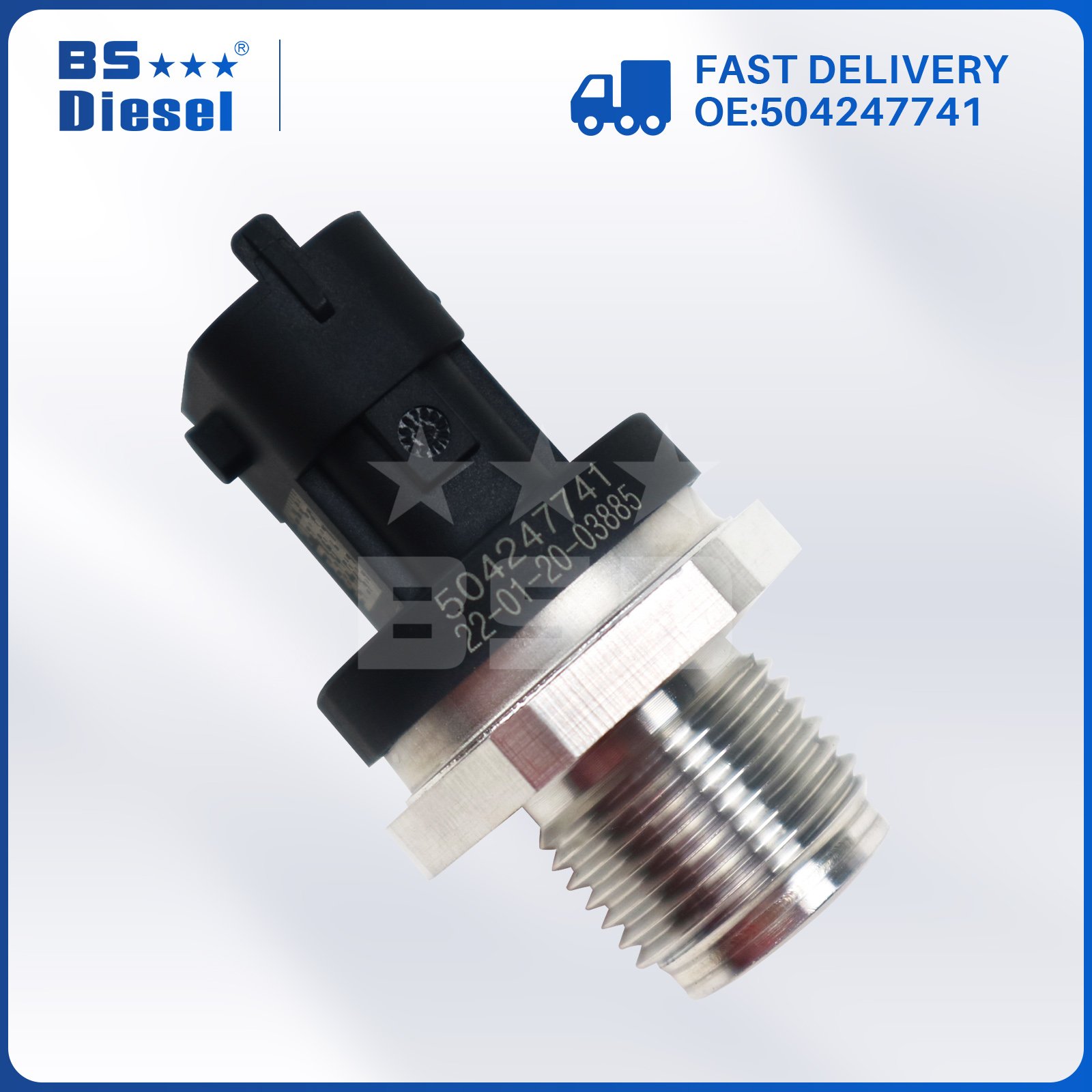 Car Engine Spare Parts Auto Sensors 0281002707 Common Rail Fuel Rail Pressure Sensor 504247741 for Fiat Alfa Romeo Iveco Truck