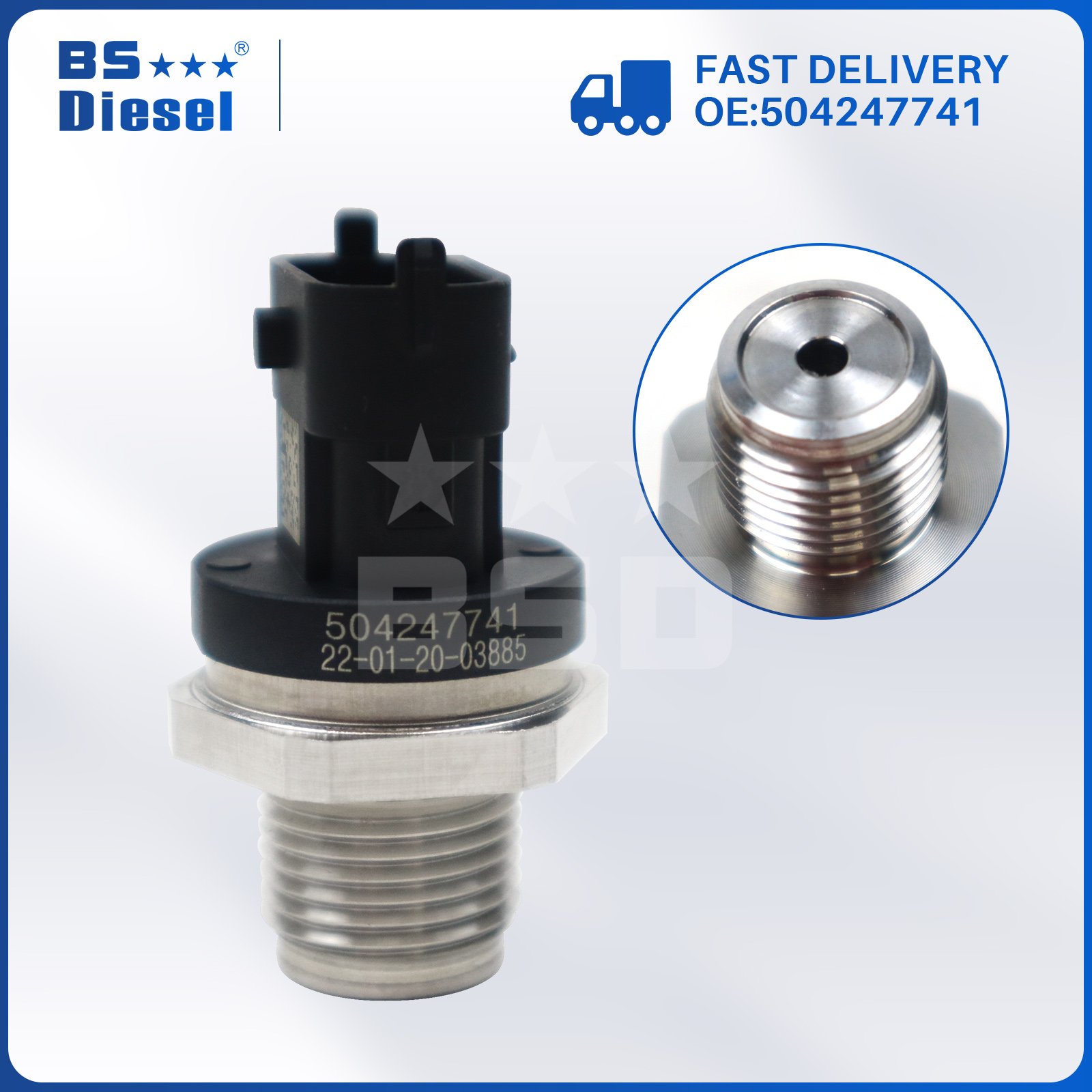 Car Engine Spare Parts Auto Sensors 0281002707 Common Rail Fuel Rail Pressure Sensor 504247741 for Fiat Alfa Romeo Iveco Truck