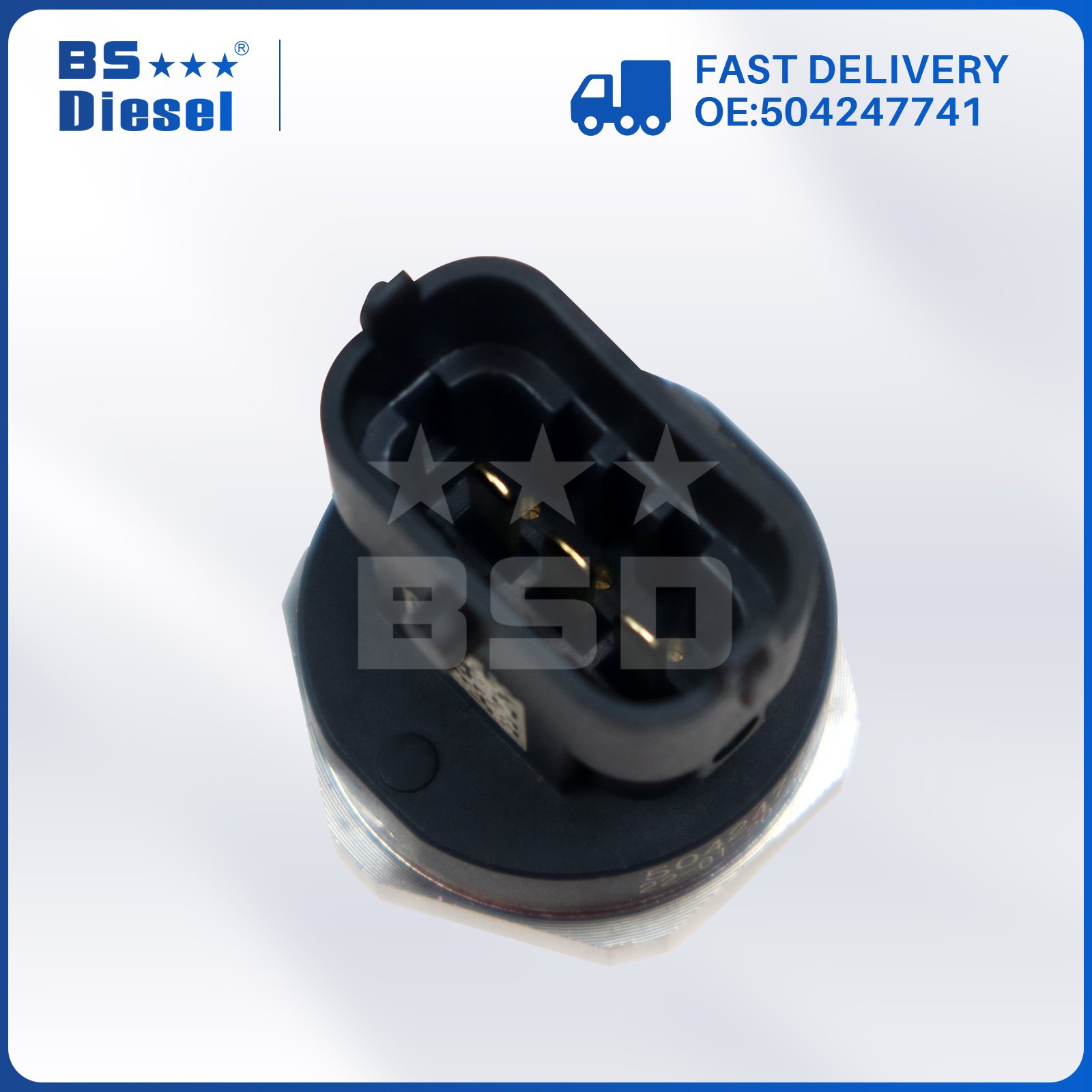 Car Engine Spare Parts Auto Sensors 0281002707 Common Rail Fuel Rail Pressure Sensor 504247741 for Fiat Alfa Romeo Iveco Truck