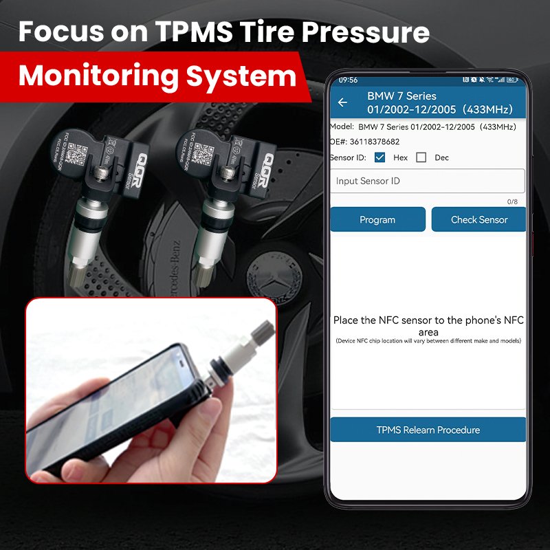 Hot Sale Auto Sensors-Universal Car Programmable Tire Pressure TPMS Tool NFC Featuring Latest Programmable Valve Sensor