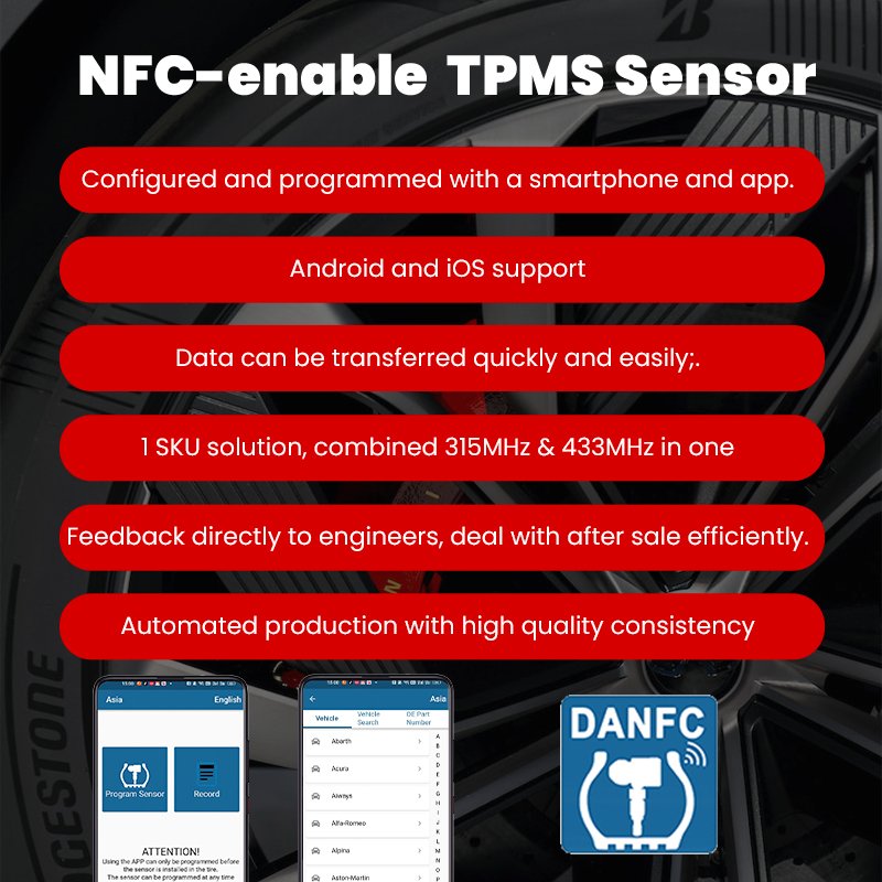 Hot Sale Auto Sensors-Universal Car Programmable Tire Pressure TPMS Tool NFC Featuring Latest Programmable Valve Sensor