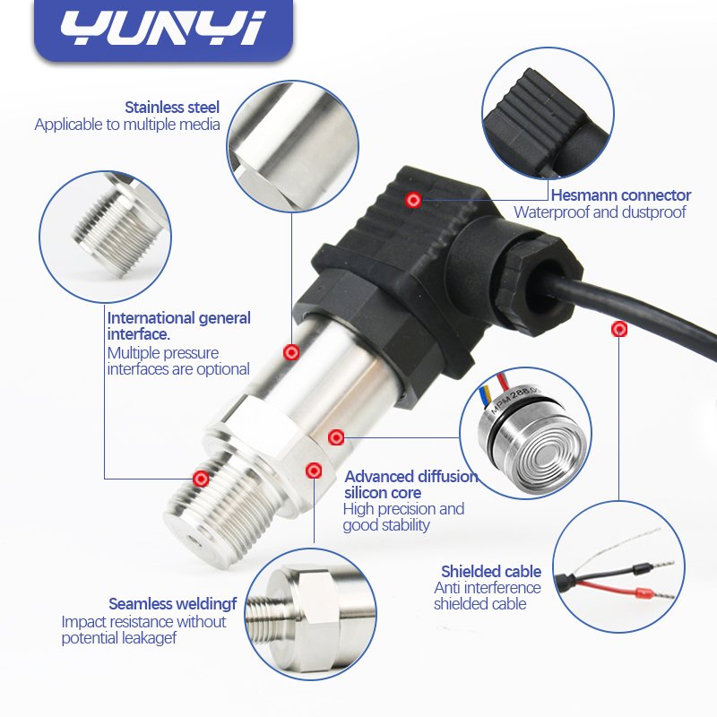 Yunyi Temperature And Pressure Transducer Hydrostatic Industrial Absolute 0-250Bar Air 4-20Ma Water Pressure Sensor