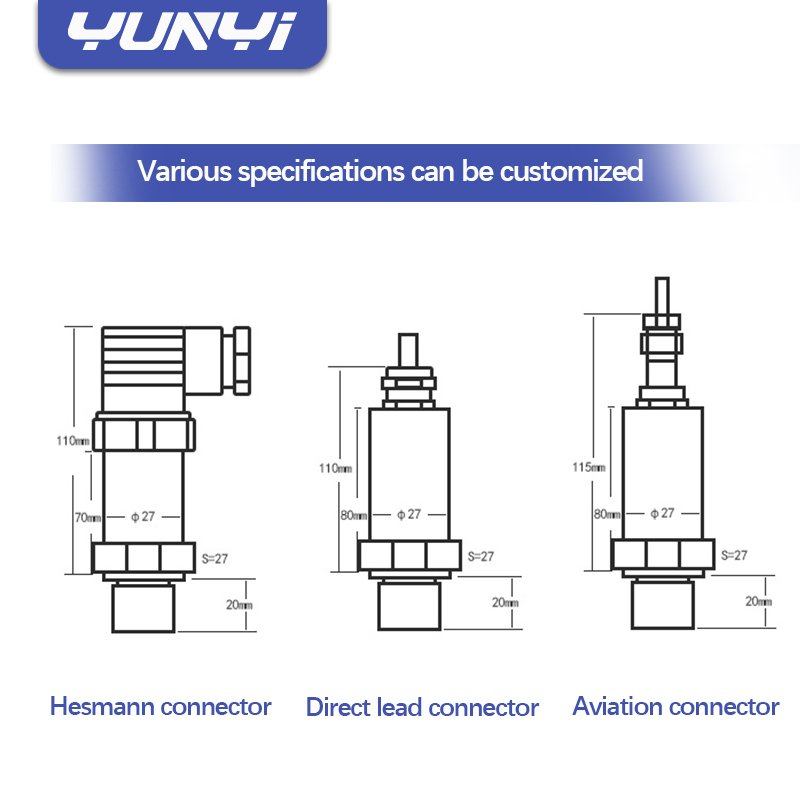 Yunyi Temperature And Pressure Transducer Hydrostatic Industrial Absolute 0-250Bar Air 4-20Ma Water Pressure Sensor