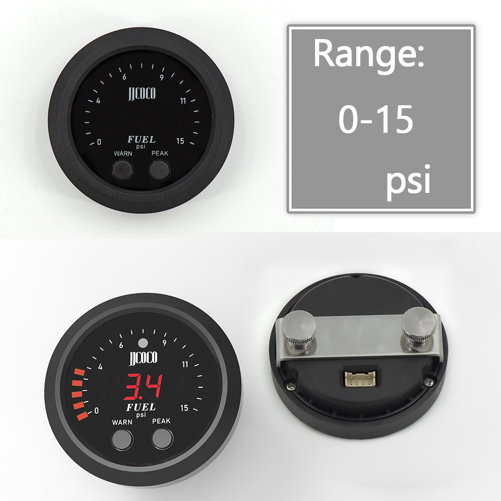 Universal electronic fuel pressure gauge with 1/8 sensor oil pressure red display digital 0-15psi