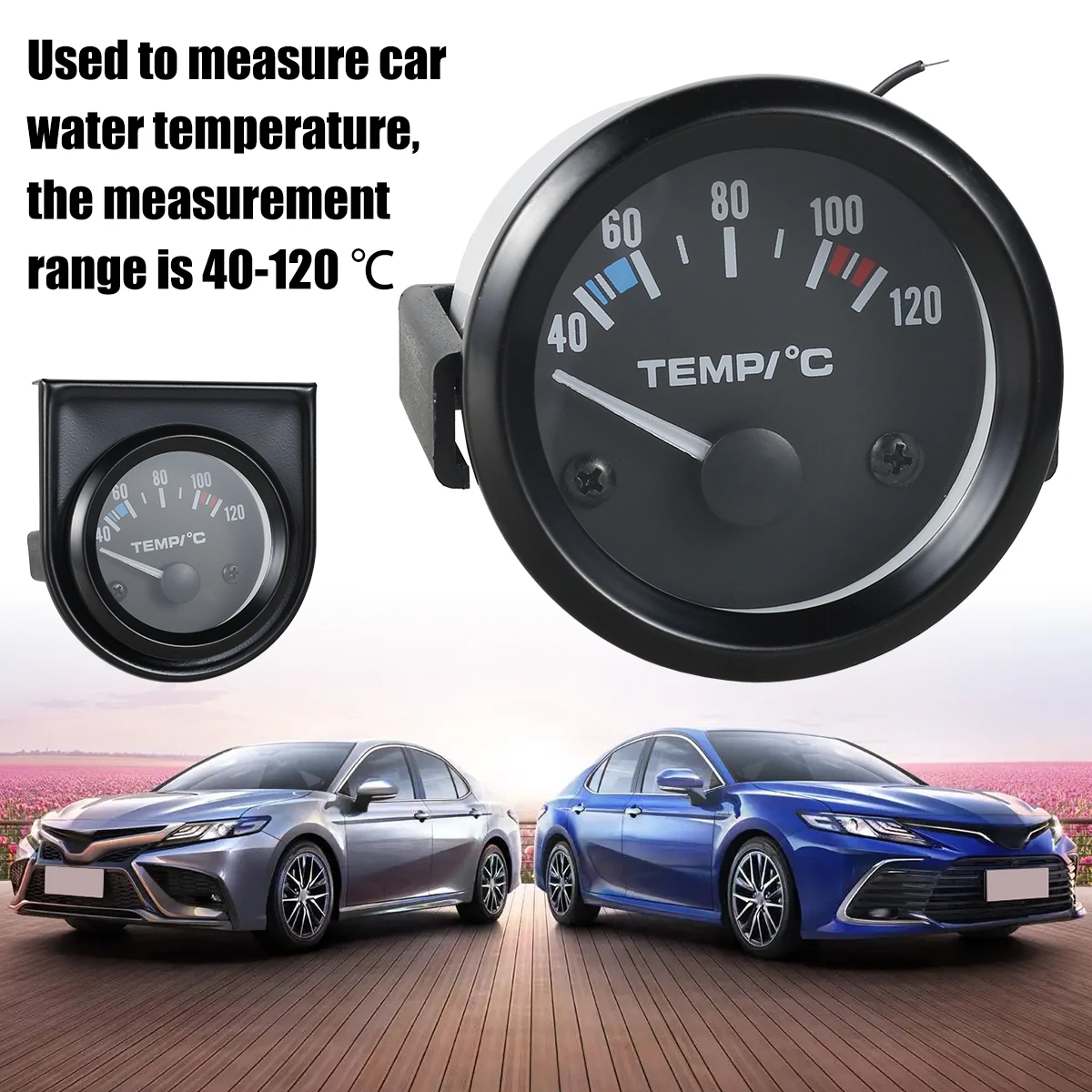 Hot Sale Water Temp Car Gauge 2" 52mm 40~120 Celsius 12V White Shell Auto Instrument With 10mm Sensor Water Temperature
