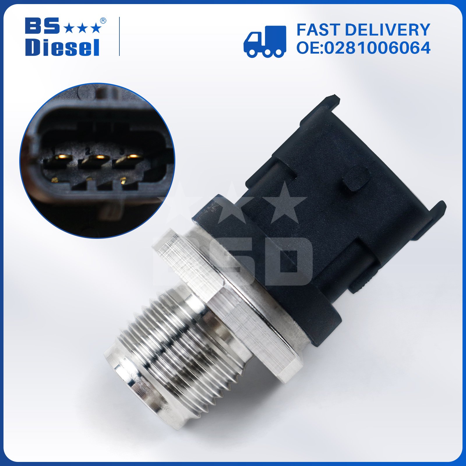 Auto Spare Parts Common Fuel Rail Pressure Sensor 0281006064 for FORD F-250 F-350 F-450 Super Duty
