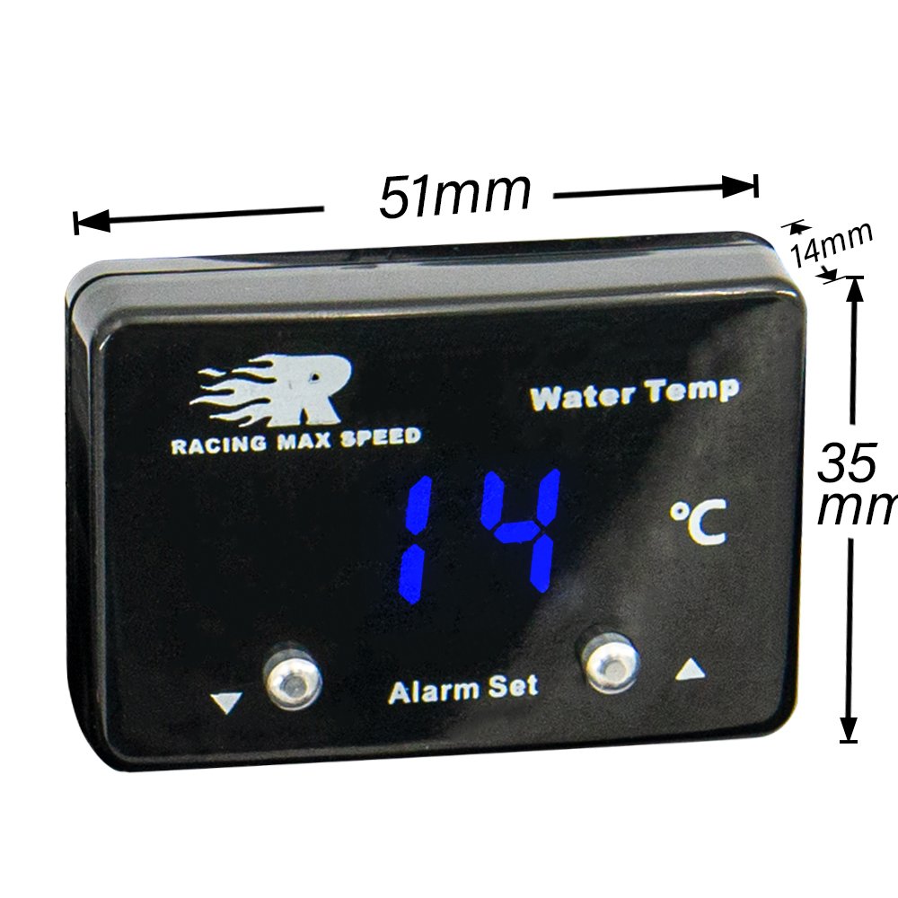 Water Temperature Gauge With 1/8 Npt Sensor Car Digital Meter Red Display Temp Alarm Can Be Set WTM-01 Auto DC 12v