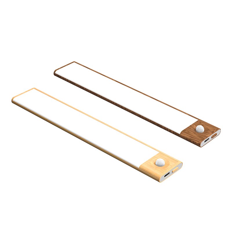 Ultra-thin 0.8cm Indoor Lighting Aluminum Strip Kitchen Cabinet Closet Lights Wooden Color Led Motion Sensor Light