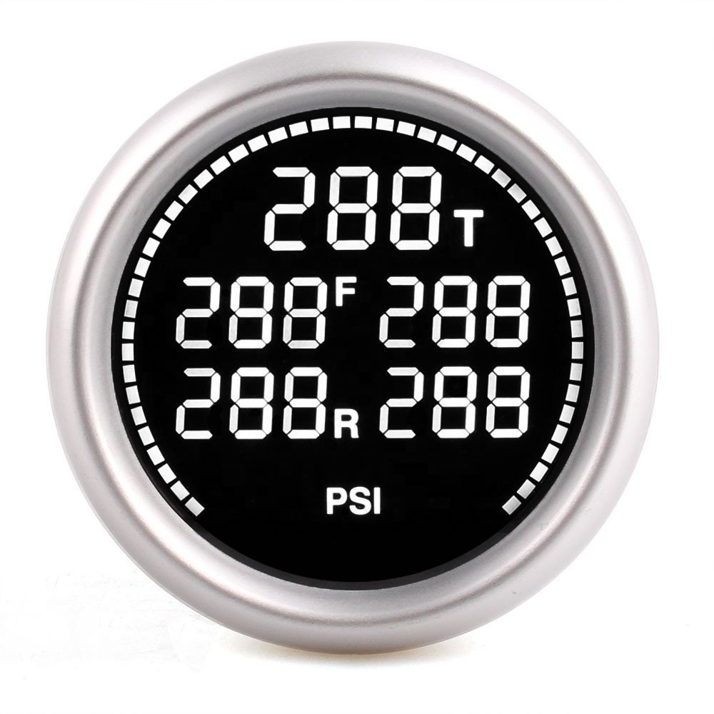 Universal 2 inch LED five-display 7 colorful 12V digital car pressure gauge pneumatic shock absorber 52MM with 5 sensors