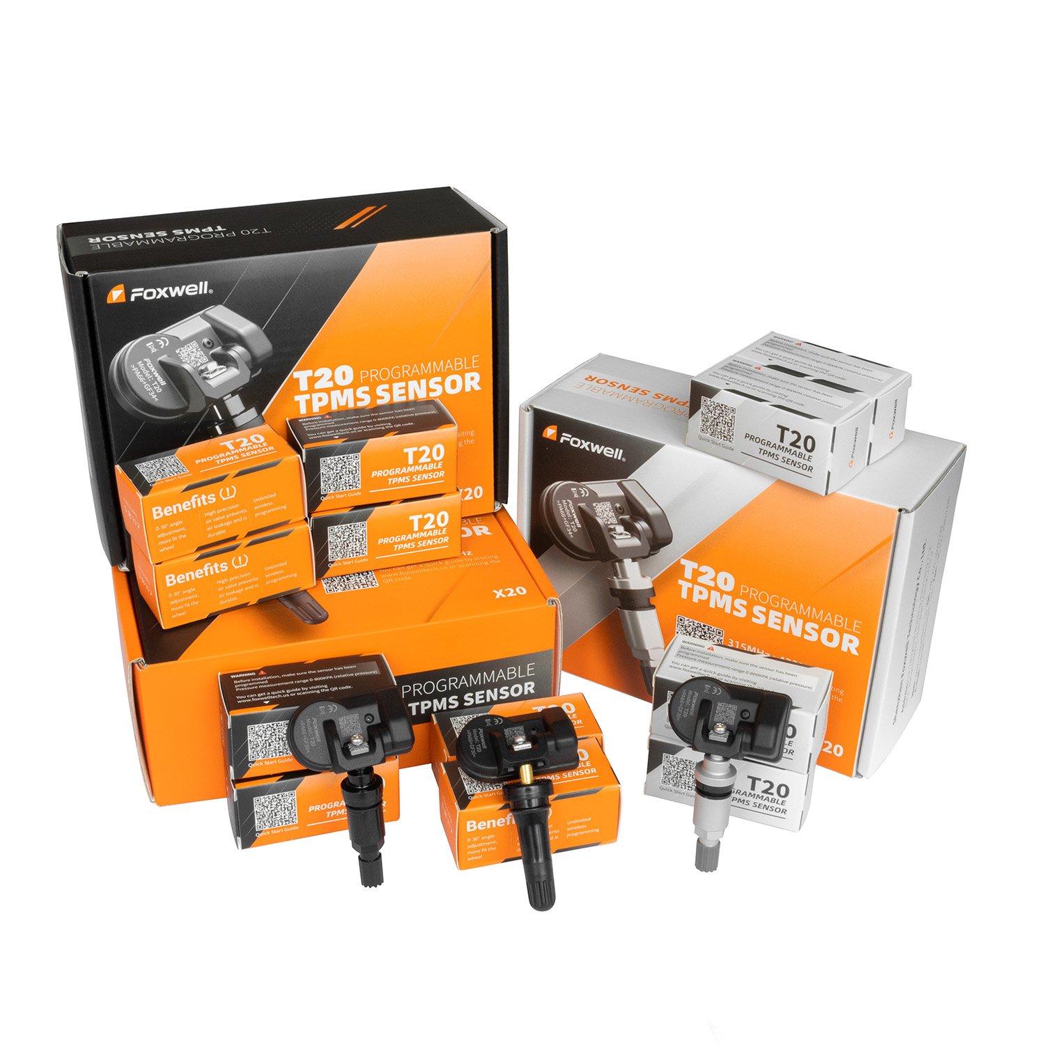 Foxwell T20 New TPMS Sensor Programmable Universal Tire Pressure Sensors Tire Pressure Monitoring System Sensors for Car