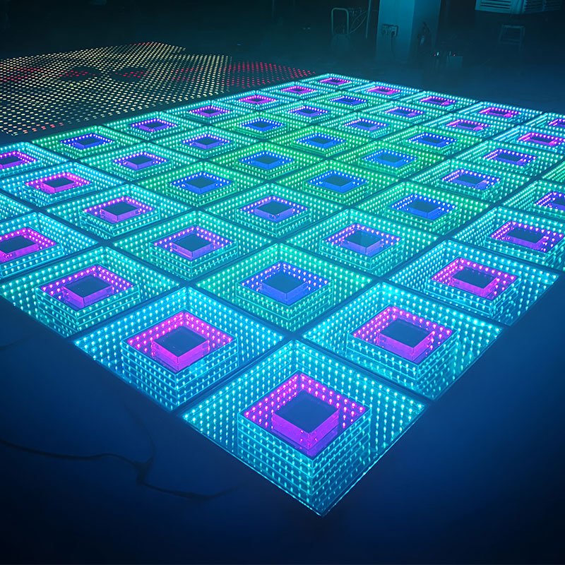 Interactive Induction LED Sensor Lights 50*50 Stepless Remote Lighting 3D Wedding Dance Floor Tiles for Weddings and Events